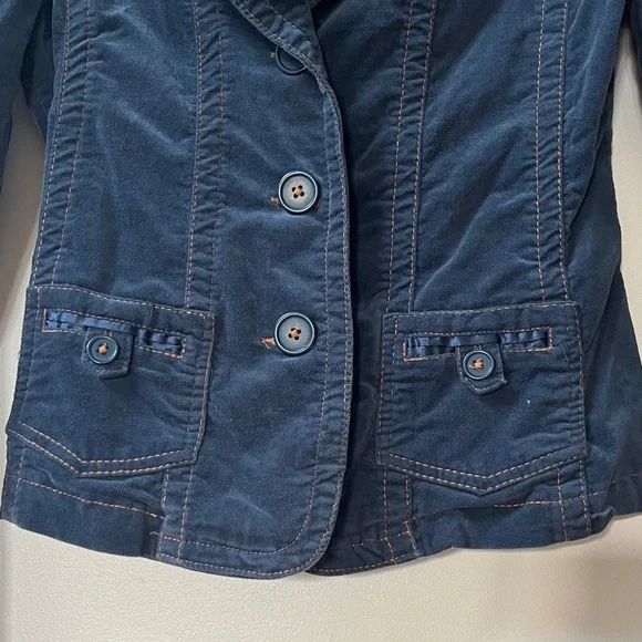 Forever 21 | Deep Blue Corduroy Velvet Blazer Jacket Medium - Picture 4 of 5